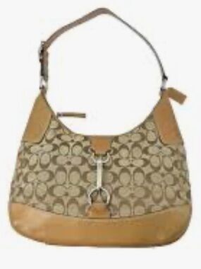 Coach Signature Jacquard Shoulder Bag in Brown and Tan! Pristine!!
